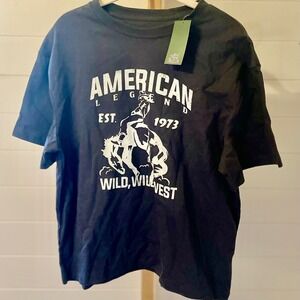 Wild Fable Women's Black American Legend Graphic T Shirt Tee Short Sleeve Cotton